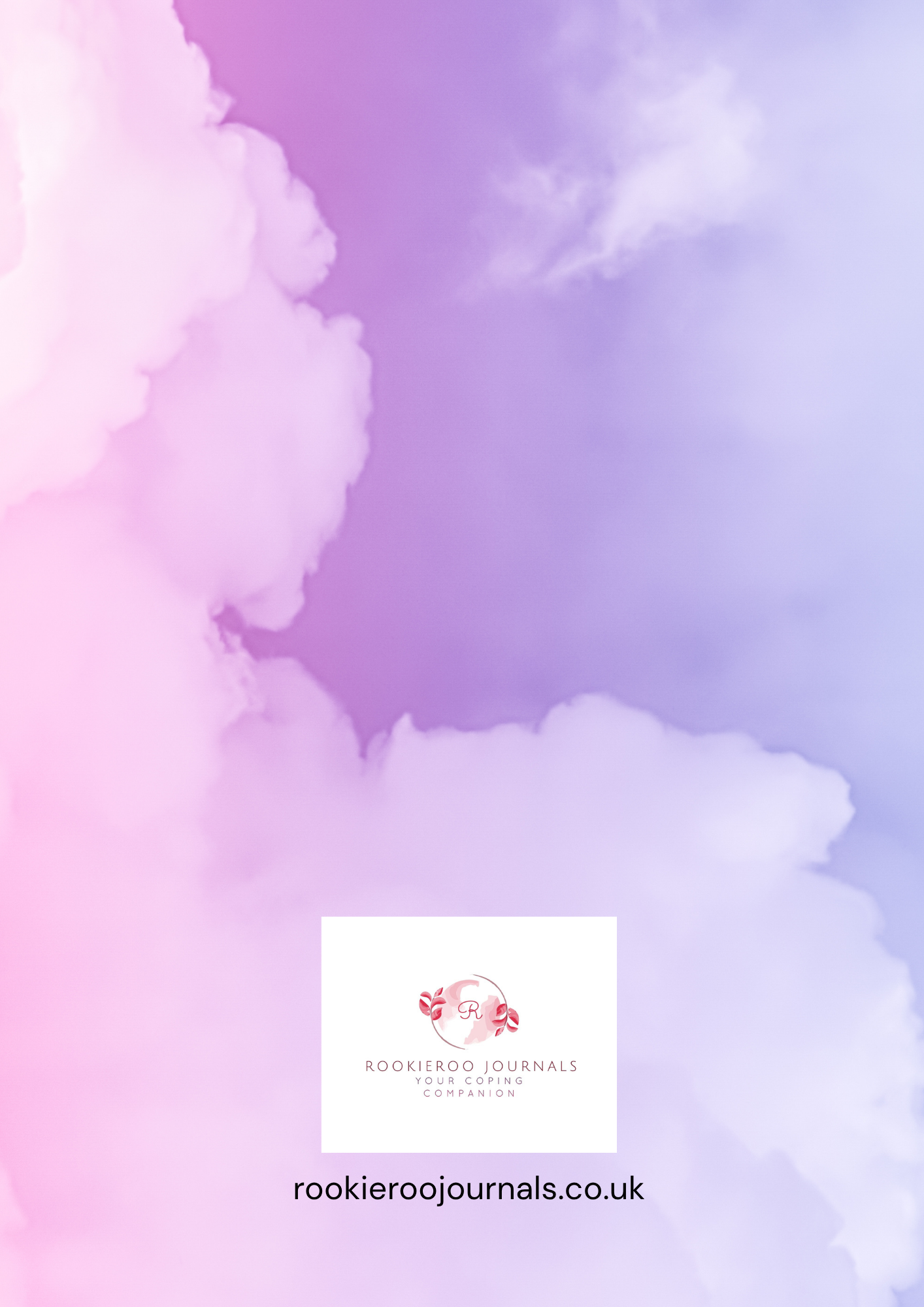 purple back cover wit pink clouds and branded logo