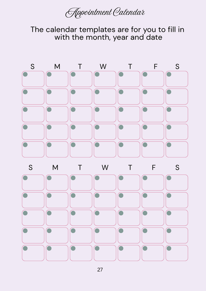 Two calendar month  templates