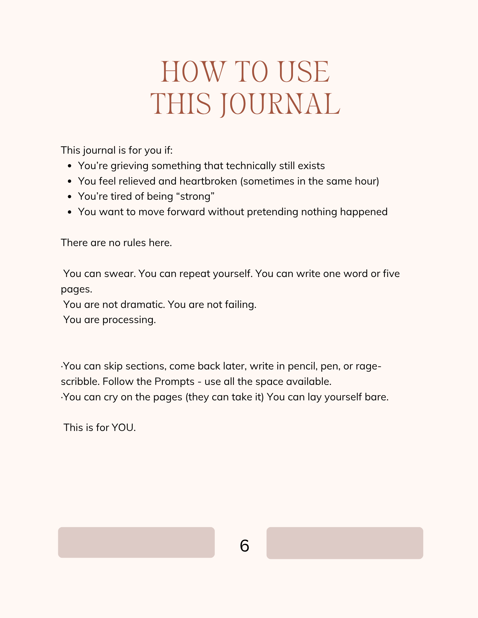 Instructions on how to use a Divorce Recovery journal with text and a page number at the bottom.
