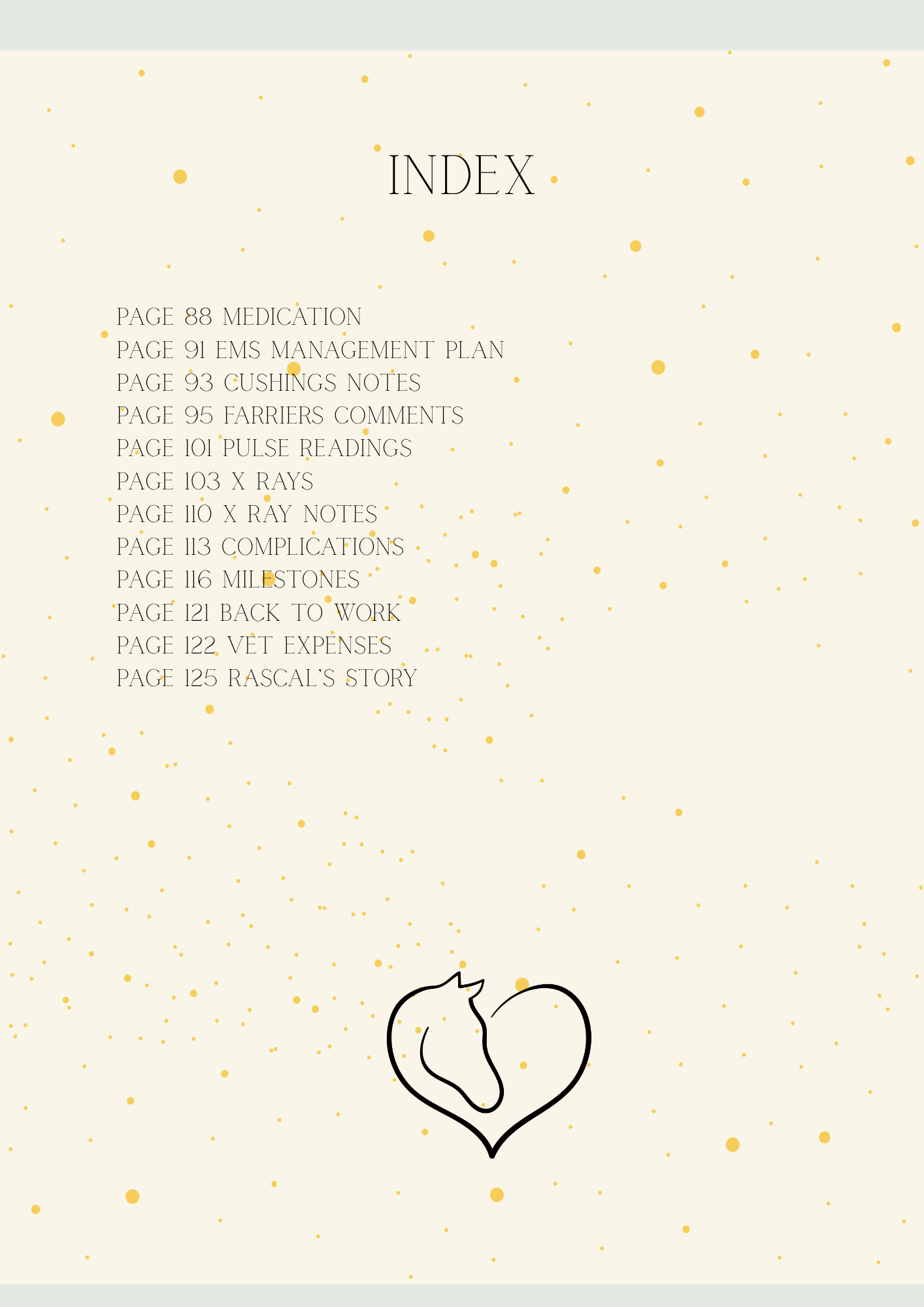 Index page with text and a heart-shaped icon on a light background