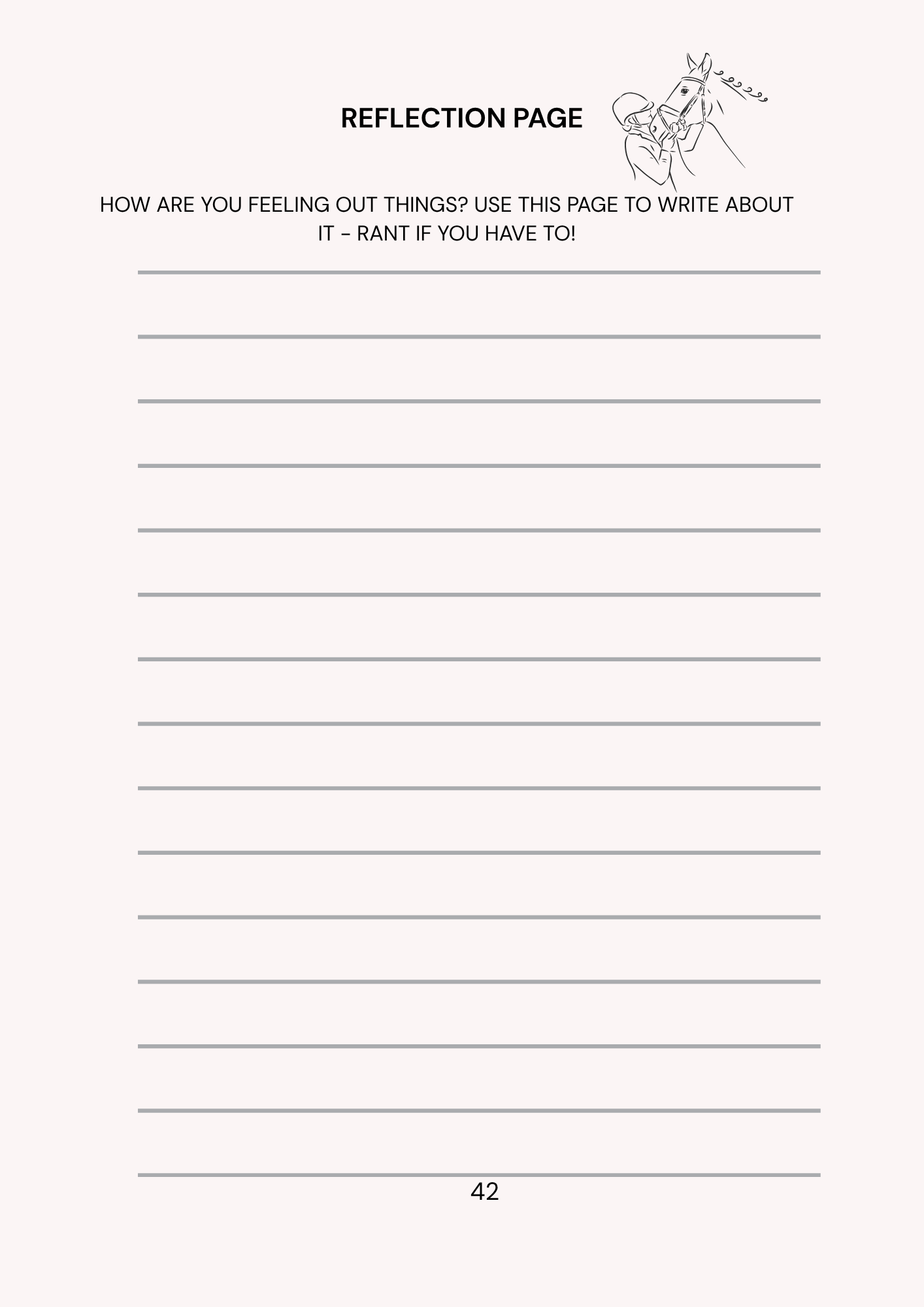 Reflection page with lined text area and text instructions on a white background