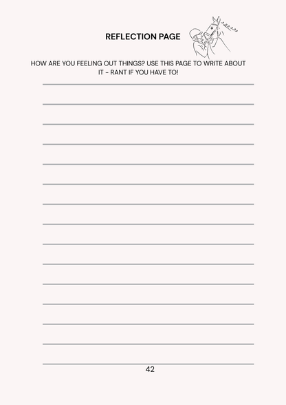 Reflection page with lined text area and text instructions on a white background