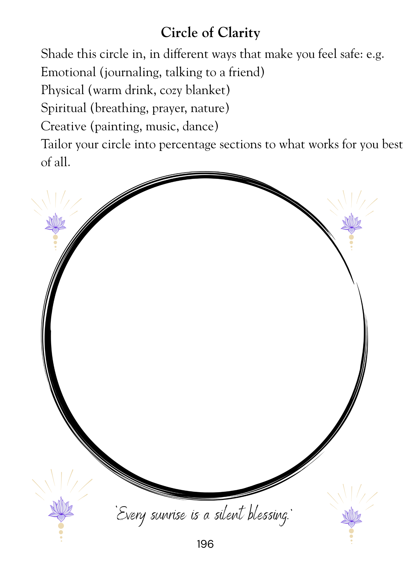 Blank circle with instructions for personalizing it on a white background