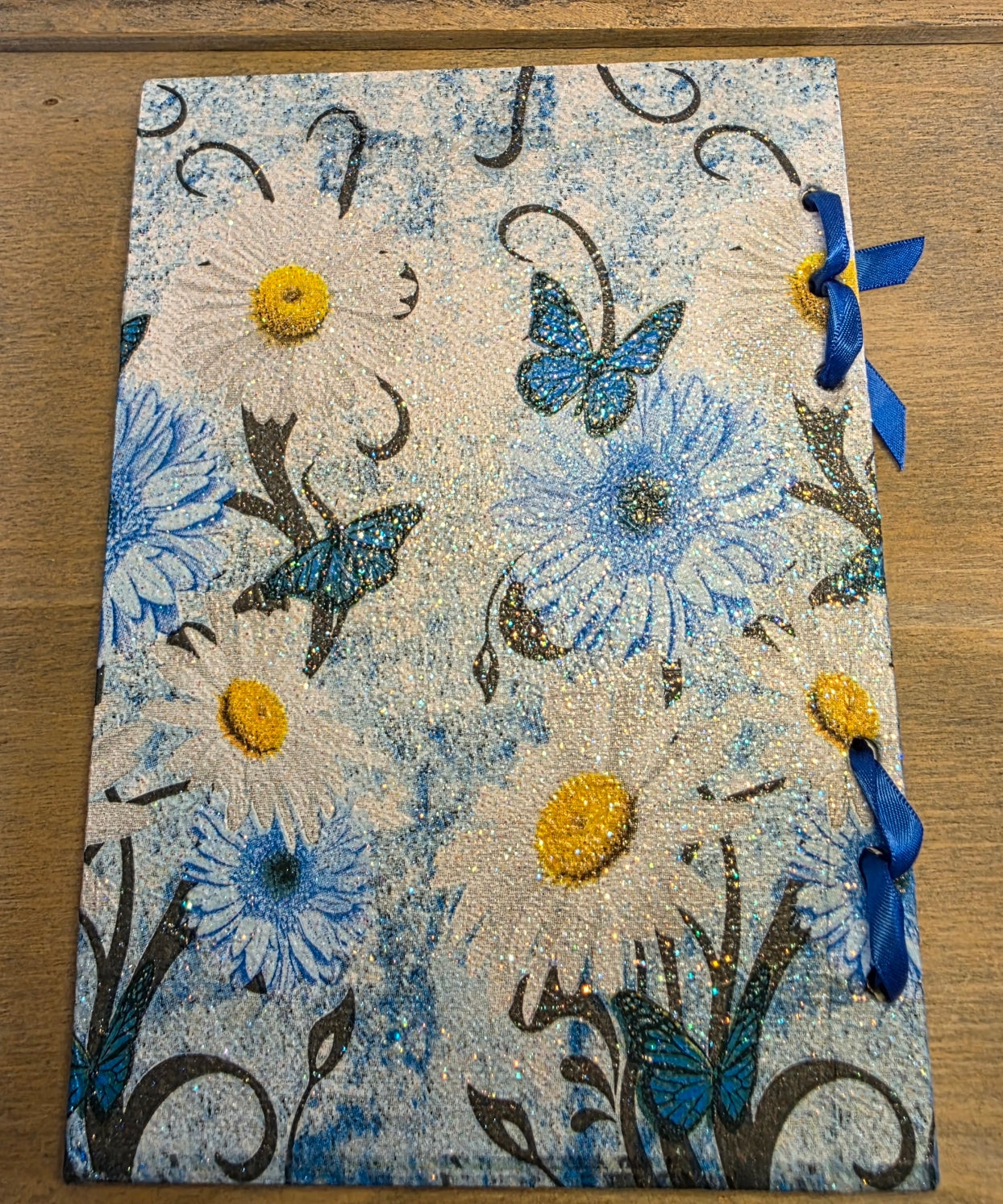  blue floral butterfly journal back cover